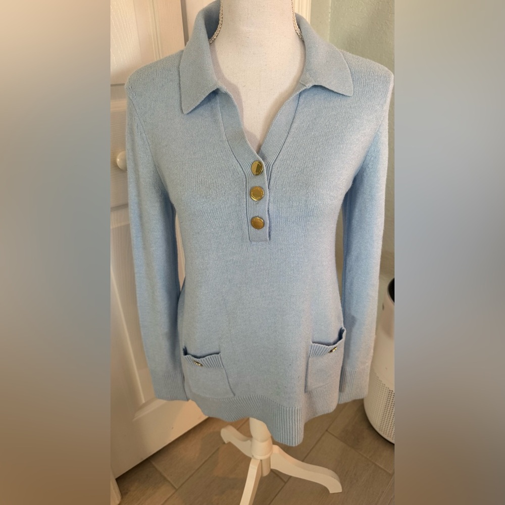 Lilly Pulitzer Jette Tunic Sweater Bouclé Knit Long Sleeve Blue S